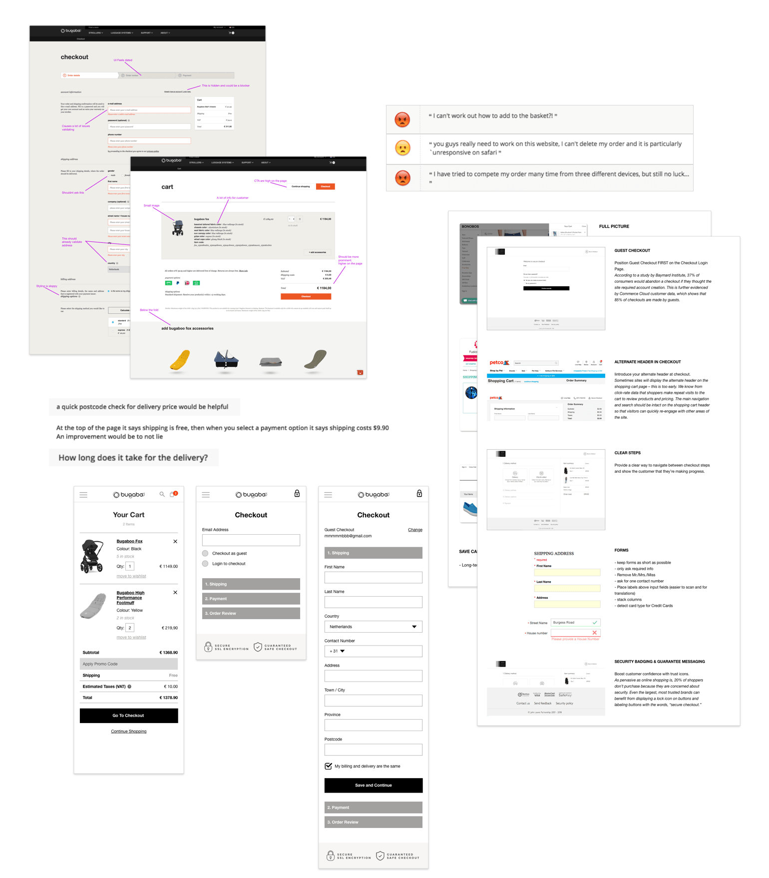ux assets for cart and checkout