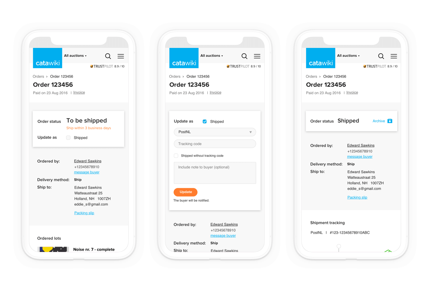 order status update